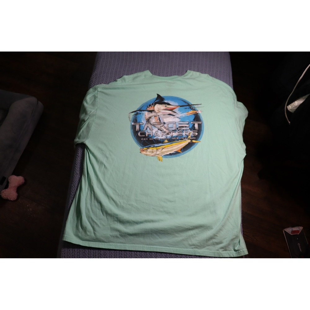 Red Tuna Shirt Club Target Charters Fishing Tee Mint Green Men 4XL New Zealand